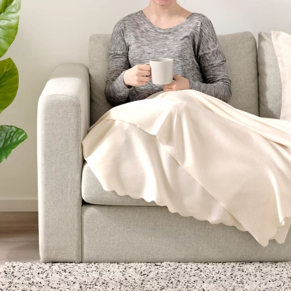IKEA Thorgun Blanket White NEW Bundle of 2  Soft Cozy Fleece Throw Blankets NWT - Picture 2 of 15